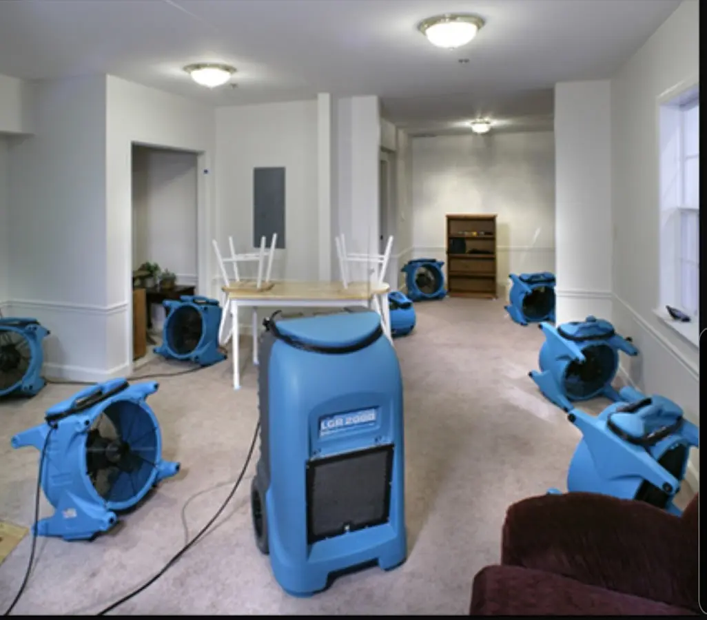 Air movers and dehumidifier setup for Water Extraction & Removal in Fairborn